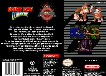 Donkey Kong Country - Competition Cartridge (USA) box cover back